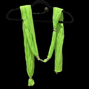 Scarf - W/Silver Accents/Beads-Color: Lime/Fluorescent Green- Approx 78”!!